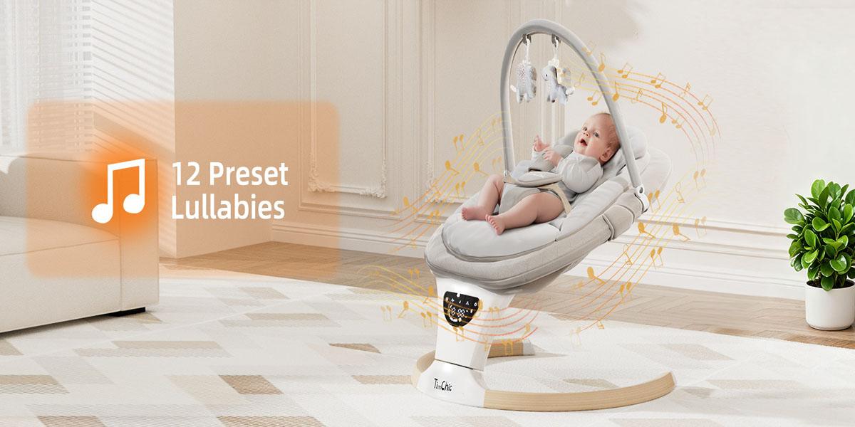 Baby Swing for Infants to Toddler| Portable Infant Swing , Rocker for Newborn with 5 Speeds, 5-Point Harness for Baby Boy Girl Swing with Music