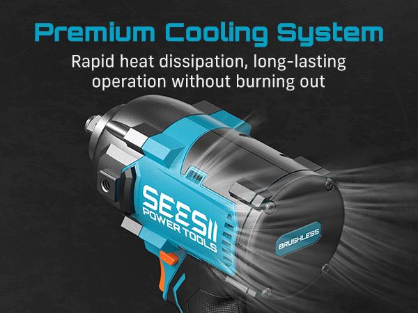 SEESII Upgraded Electric Impact Wrench Detachable Handle - 1180 Ft-lbs (1600 N&middot;m) 1/2" High-Torque, 21V Cordless + 2x 4.0Ah Batteries | for Car/Truck/Mower/Industrial Tasks,WH12 Ultra Pro