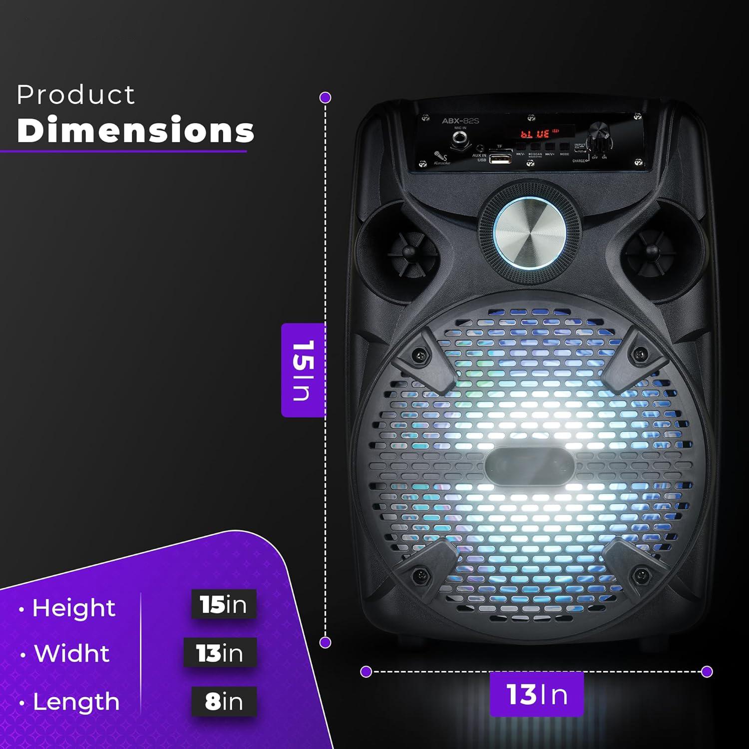 Wireless Rechargeable LED 8" Subwoofer Wireless Portable Bluetooth PA Speaker With Stand Microphone FM Radio. Karaoke System Sound Box Audio Wireless Rechargeable LED 8" Subwoofer Wireless Portable Bluetooth PA Speaker With Stand Microphone FM Radio. Karaoke System Sound Box Audio