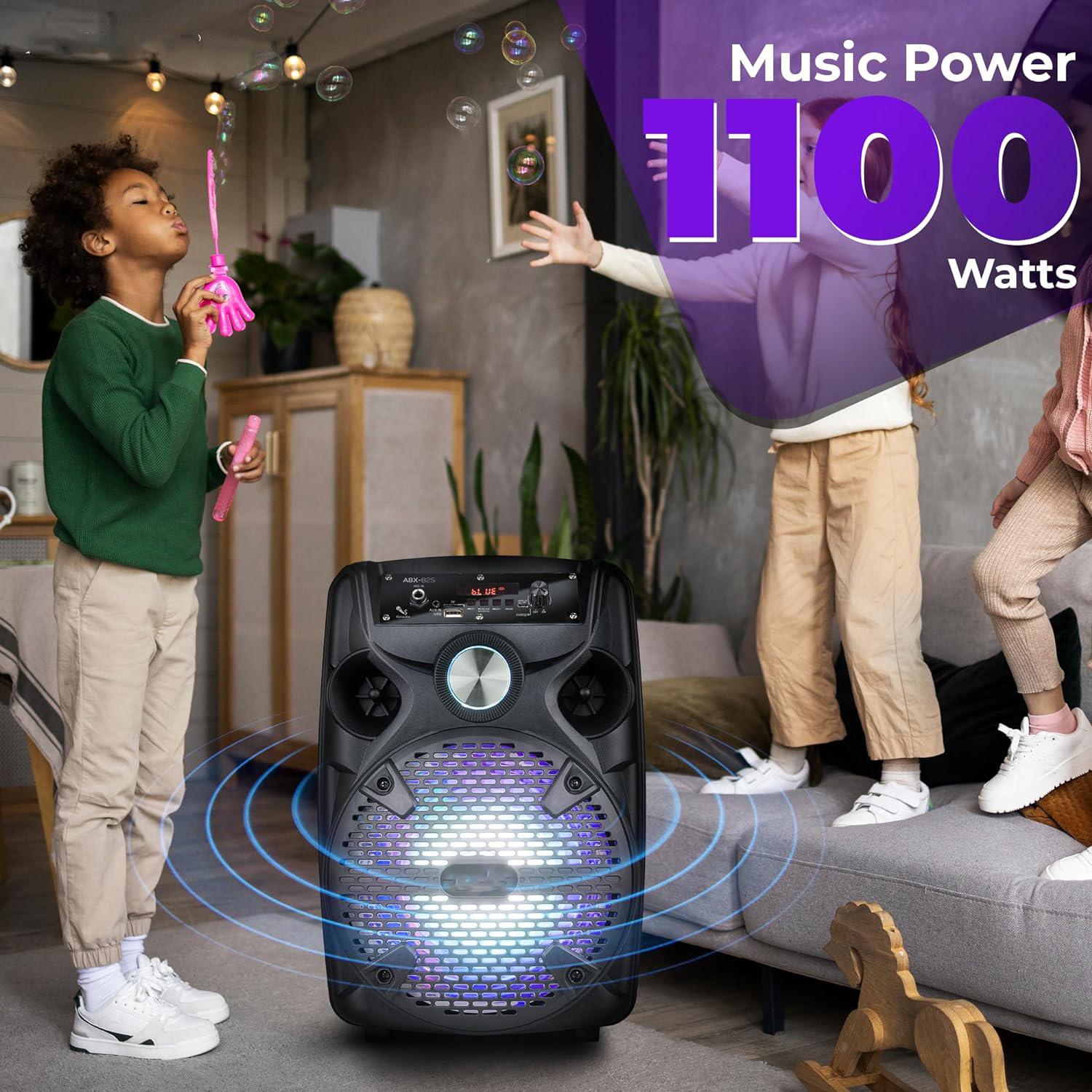 Wireless Rechargeable LED 8" Subwoofer Wireless Portable Bluetooth PA Speaker With Stand Microphone FM Radio. Karaoke System Sound Box Audio Wireless Rechargeable LED 8" Subwoofer Wireless Portable Bluetooth PA Speaker With Stand Microphone FM Radio. Karaoke System Sound Box Audio