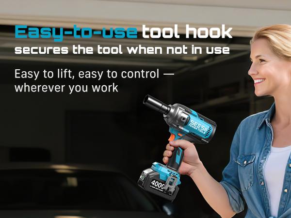 SEESII Upgraded Electric Impact Wrench Detachable Handle - 1180 Ft-lbs (1600 N&middot;m) 1/2" High-Torque, 21V Cordless + 2x 4.0Ah Batteries | for Car/Truck/Mower/Industrial Tasks,WH12 Ultra Pro