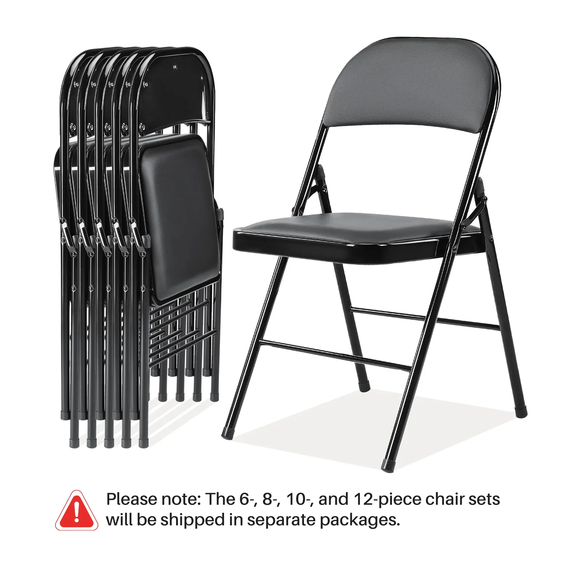 【Paquete económico】 Silla plegable con asiento acolchado en piel, estructura metálica robusta, asiento versátil para uso en interiores y exteriores.