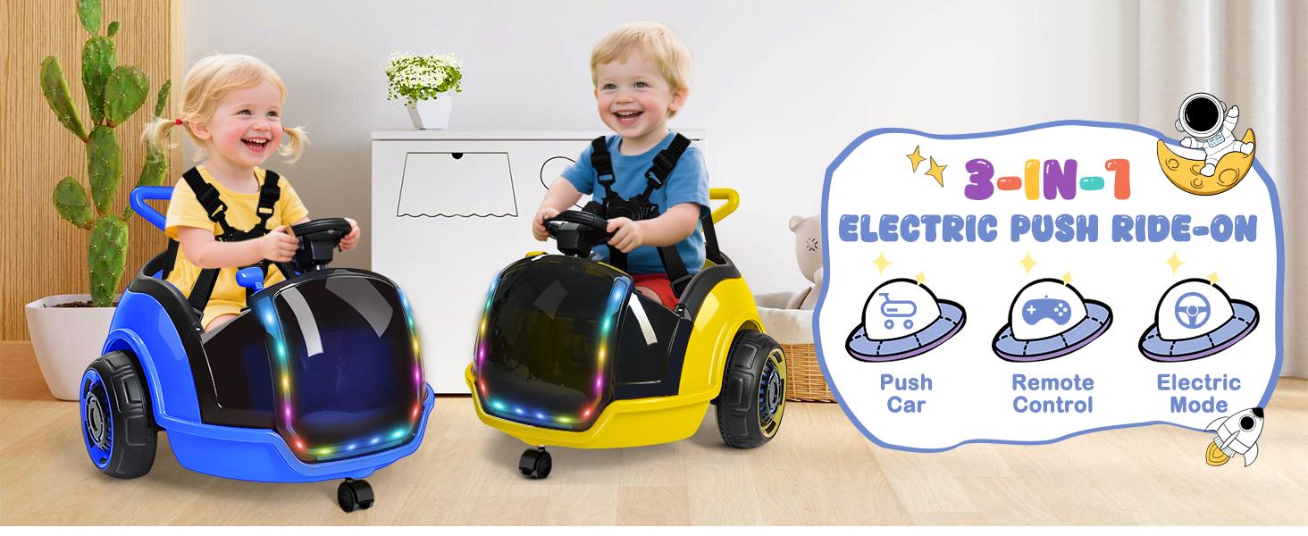 ANPABO 3-in-1 Electric Push Ride On Car, 12V Kids Ride On Toy w/Remote Control, 360° Spin, 5-Point Safety Belt, Colorful LED Light, Music Player, Push Car for Toddler ANPABO 3-in-1 Electric Push Ride On Car, 12V Kids Ride On Toy w/Remote Control, 360° Spin, 5-Point Safety Belt, Colorful LED Light, Music Player, Push Car for Toddler