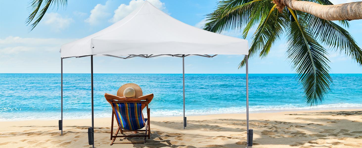 Sweetcrispy 10x10 Pop Up Canopy, Easy Setup Instant Outdoor Canopy with Vented Top and Wheeled Bag, White,summerwins Sweetcrispy 10x10 Pop Up Canopy, Easy Setup Instant Outdoor Canopy with Vented Top and Wheeled Bag, White,summerwins