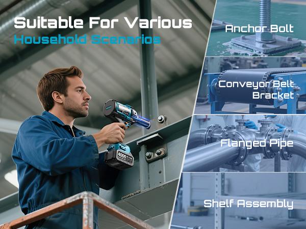 SEESII Upgraded Electric Impact Wrench Detachable Handle - 1180 Ft-lbs (1600 N&middot;m) 1/2" High-Torque, 21V Cordless + 2x 4.0Ah Batteries | for Car/Truck/Mower/Industrial Tasks,WH12 Ultra Pro