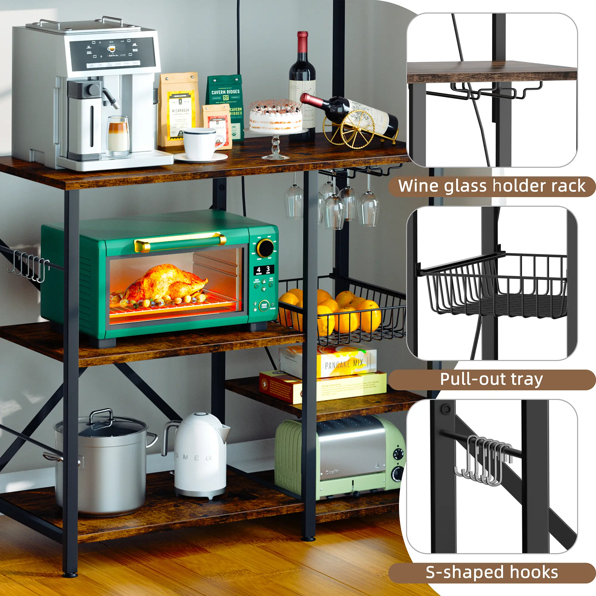 Estantería de cocina con toma de corriente
