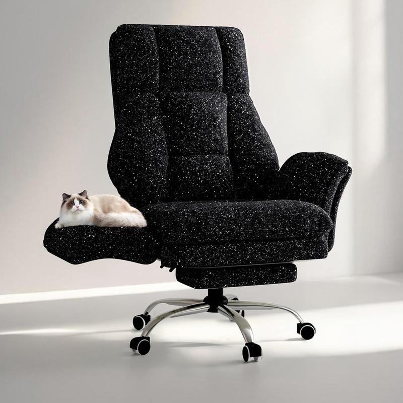 【Compras navideñas】Silla de oficina grande y alta, reposabrazos abatibles para mascotas y para sentarse con las piernas cruzadas, silla ergonómica ejecutiva para juegos de computadora con reposapiés, silla de escritorio reclinable de asiento ancho con tel