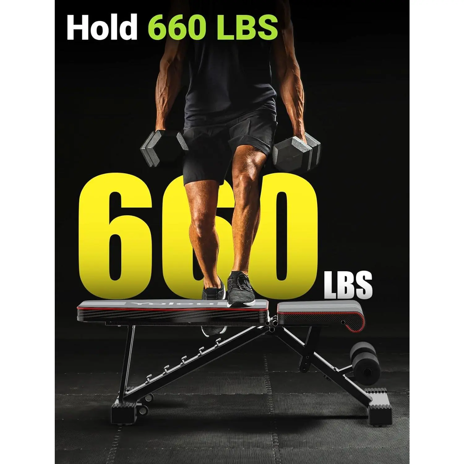 #SummerVibes Banco de pesas ajustable, banco de entrenamiento plegable para gimnasio en casa — Entrenamiento de cuerpo completo y fuerza — Banco utilitario (inclinado, declinado y plano) con ajuste rápido.