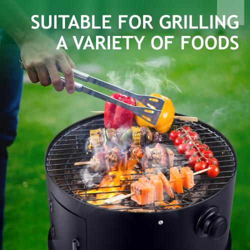 Aluminio vertical y horizontal 43 cm (17 pulgadas), parrilla portátil 3 exteriores y 1 exterior en termimetro incorporación para cocinar al aire libre, en jardín, asar parrilla y acampar.