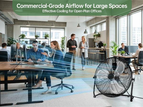 Industrial High-Velocity Floor Fan, 3-Speed Metal Fan with 120°Adjustable Tilt, Carry Handle, Quiet Standing Drum Fan, Max 2661 CFM for Workshops, Garages, Large Commercial Spaces