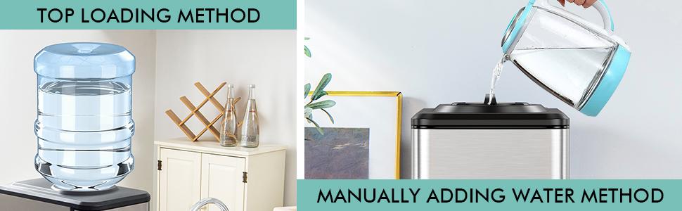 COSTWAY Countertop Water Cooler Dispenser with Ice Maker, 3 in 1 Top-Loading Hot & Cold Water Dispenser 5 Gallon, 48 LBS Daily-Ice, Portable Ice Cube Makers Machine for Home Kitchen Office Bar