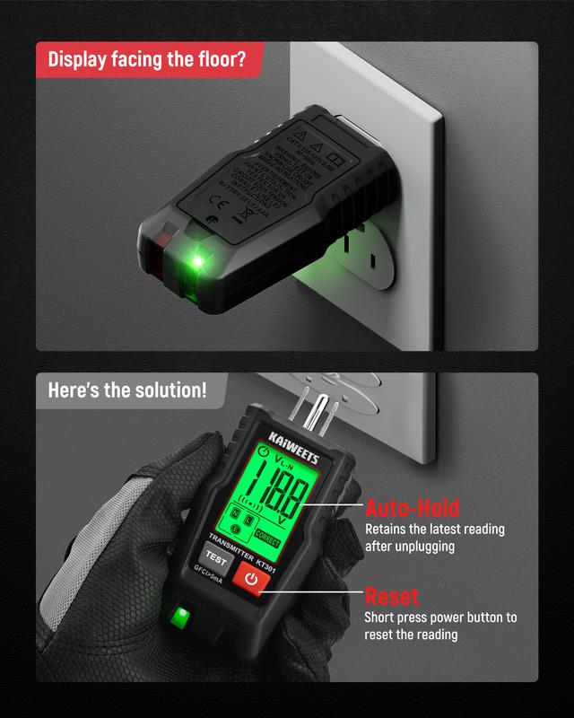 Herramienta para localizar disyuntores de CA con pantalla LCD de alerta, juego de 2 piezas: probador eléctrico y probador de voltaje con transmisor y receptor, función NCV y linterna, probador de cables sin contacto y probador de tomacorrientes GFCI integ