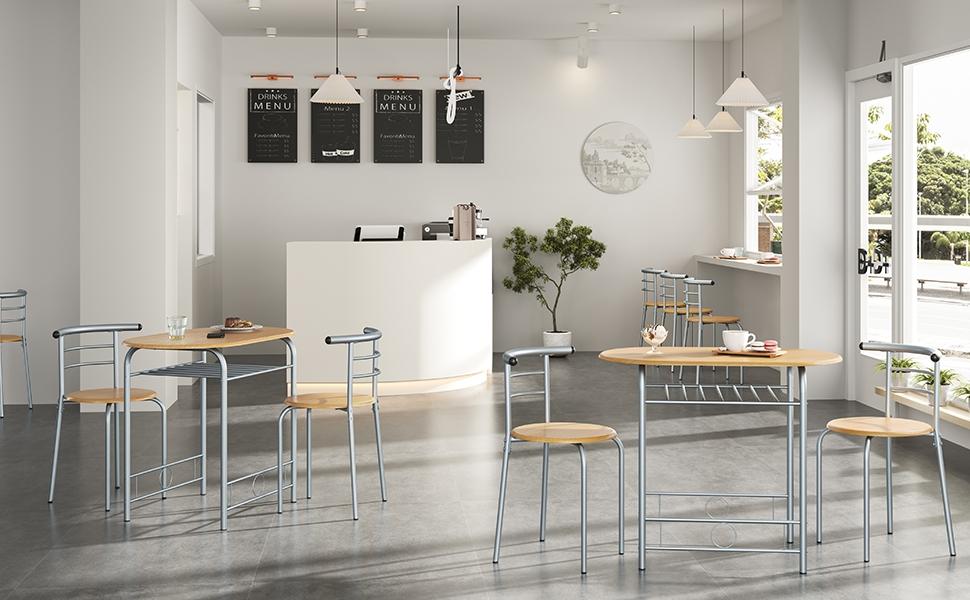 Yaheetech 3 Piece Dining Table Set Kitchen Table & Chair Sets for 2 with Steel Legs and Storage Rack for Kitchen Apartment Small Space Yaheetech 3 Piece Dining Table Set Kitchen Table & Chair Sets for 2 with Steel Legs and Storage Rack for Kitchen Apartment Small Space