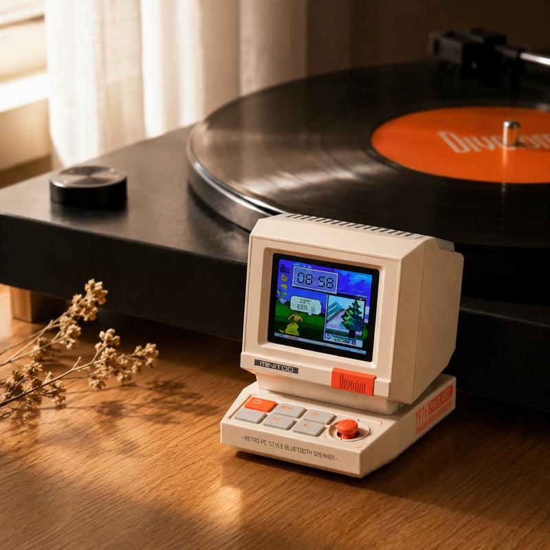 Altavoz Bluetooth Retro Pixel – Diseño inspirado en los años 90, control por aplicación, alarma, ruido blanco, altavoz portátil de escritorio retro para música, decoración de sala de juegos.