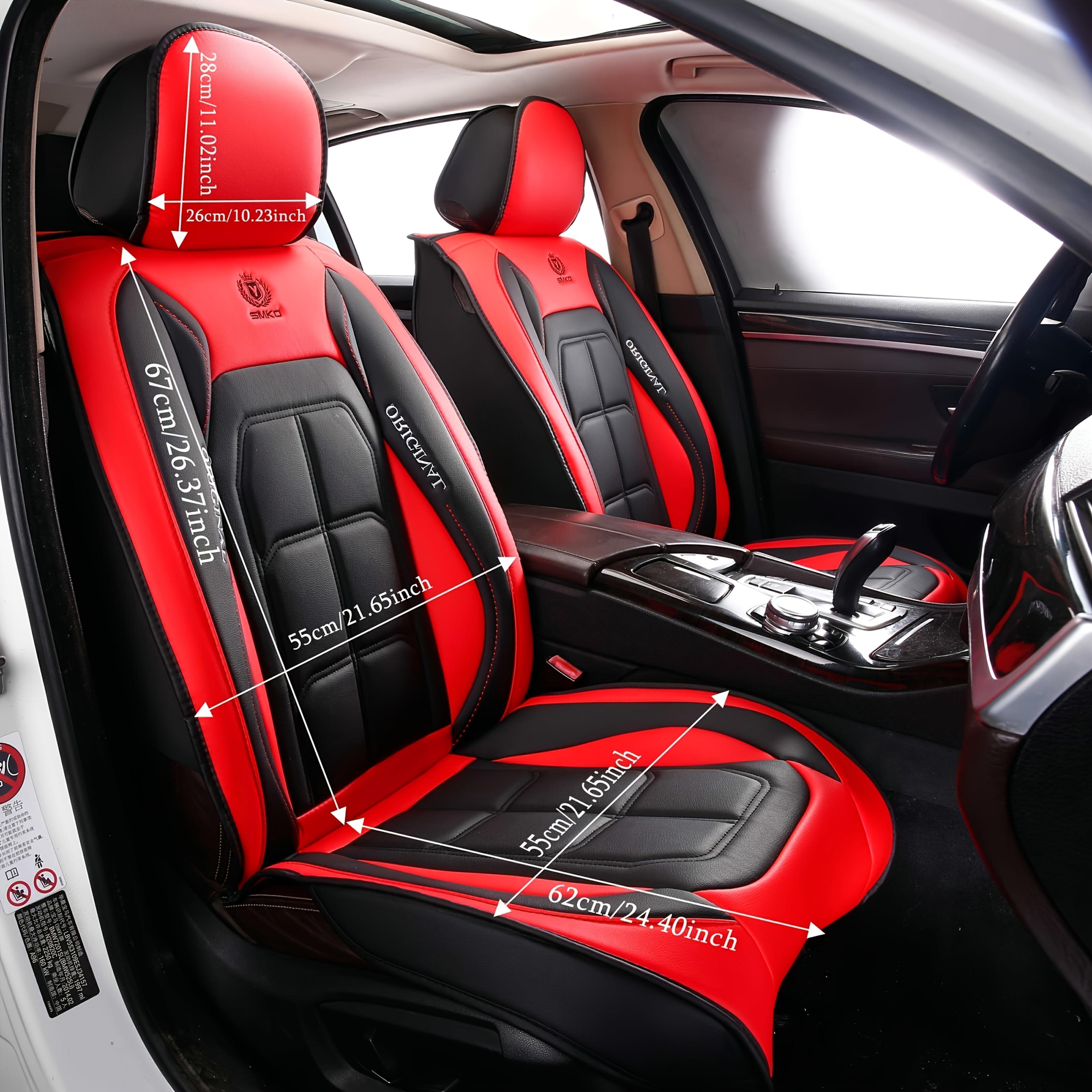 XIANGTA Luxury Leather 5-seater Car Seat  Universal Safety Airbag Interface Waterproof, Anti slip, Easy to Clean  Car Gift Full Set Black Seat Covers for Ford Trucks, Black Blue Stitched Ram Seat Cushions car decor car stuff for women Car Seat Protectors