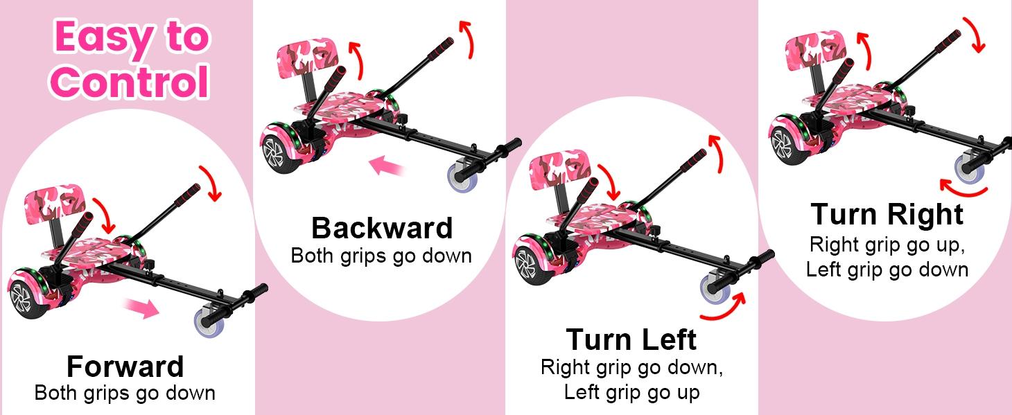 SISIGAD Hoverboard with Seat Attachment, 6.5'' Self Balancing Hoverboards Go Kart with Bluetooth and LED Lights, Star Purple Scooter with Seat Attachment Combo SISIGAD Hoverboard with Seat Attachment, 6.5'' Self Balancing Hoverboards Go Kart with Bluetooth and LED Lights, Star Purple Scooter with Seat Attachment Combo