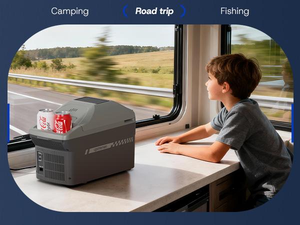Upstreman 10QT Portable Car Cooler & Warmer Mini Fridge, 12V Adapter, Dual Cooling/Heating, Mini Portable Fridge for Car Trunk, Compact Car Refrigerator with Strap, Multi-Temperature Mini Fridges, Car Accessories for Camping (AR09) Upstreman 10QT Portable Car Cooler & Warmer Mini Fridge, 12V Adapter, Dual Cooling/Heating, Mini Portable Fridge for Car Trunk, Compact Car Refrigerator with Strap, Multi-Temperature Mini Fridges, Car Accessories for Camping (AR09)