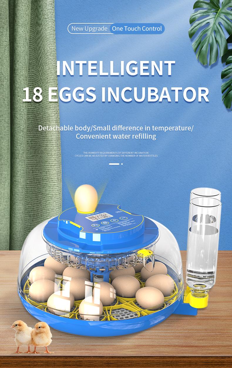 18 Eggs Incubators for Hatching Eggs,  Egg Incubator with Automatic Egg Turning and Temperature Control Humidity Display, Incubator for Chicken Eggs with Adapter,