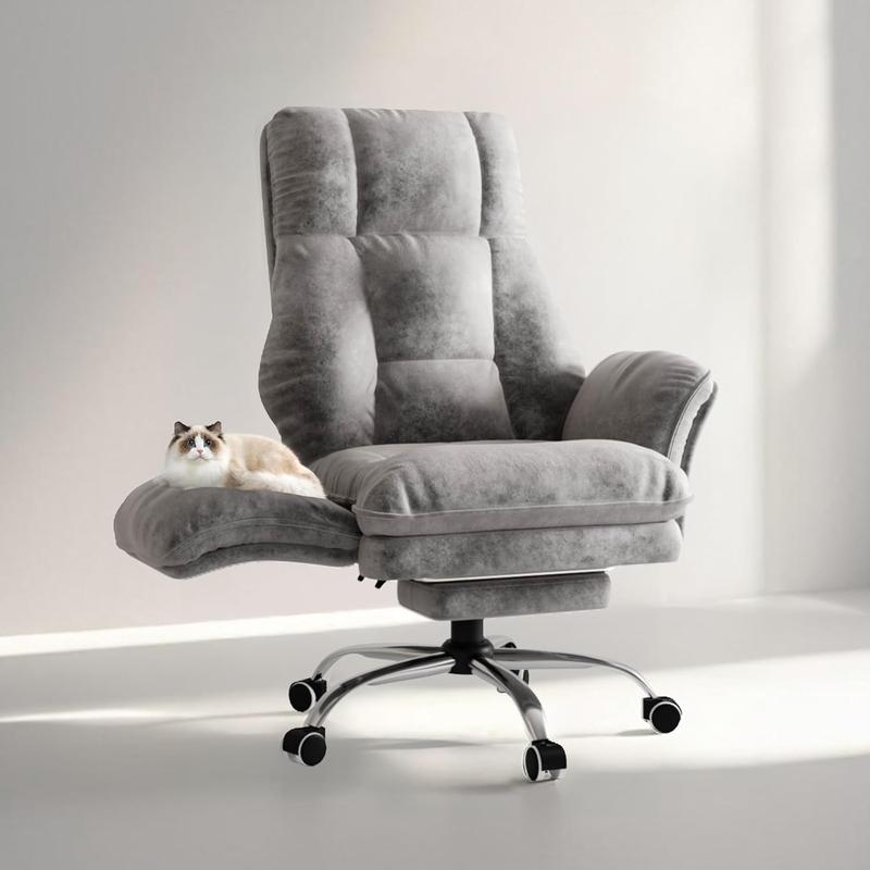 【Compras navideñas】Silla de oficina grande y alta, reposabrazos abatibles para mascotas y para sentarse con las piernas cruzadas, silla ergonómica ejecutiva para juegos de computadora con reposapiés, silla de escritorio reclinable de asiento ancho con tel