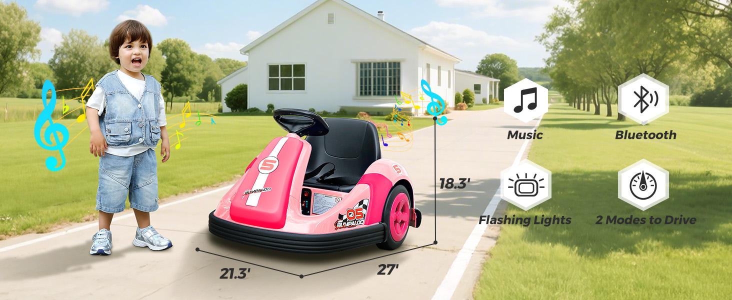 12V Kids Bumper Car with Big Wheel, 2.2 Mph Max,Ride on toys for Toddlers with Remote, Baby Bumping Toy Car with DIY Stickers,360 Degree-Spin, Music, Bluetooth,LED Lights 12V Kids Bumper Car with Big Wheel, 2.2 Mph Max,Ride on toys for Toddlers with Remote, Baby Bumping Toy Car with DIY Stickers,360 Degree-Spin, Music, Bluetooth,LED Lights