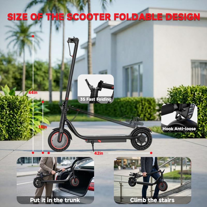 Patinete eléctrico plegable de 350 W - Batería de 36 V y 5,2 Ah, velocidad máxima de 30 km/h, neumáticos macizos de 21,5 cm, control por aplicación, sistema de doble frenado, resistente al agua IPX4, capacidad de carga de 120 kg, transporte urbano intelig