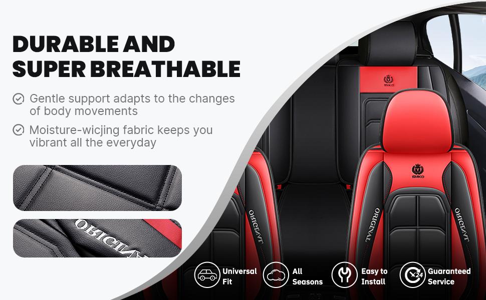 XIANGTA Luxury Leather 5-seater Car Seat  Universal Safety Airbag Interface Waterproof, Anti slip, Easy to Clean  Car Gift Full Set Black Seat Covers for Ford Trucks, Black Blue Stitched Ram Seat Cushions car decor car stuff for women Car Seat Protectors