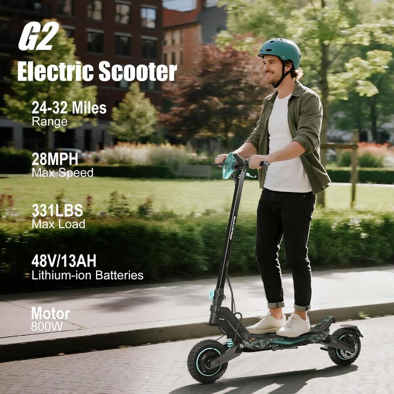 Patinete eléctrico G2/G2Pro para adultos, motor sin escobillas de 800/1000 W*2, neumáticos todoterreno de 10", autonomía de 45/56 km/h, patinete eléctrico plegable para desplazamientos urbanos con pantalla LED, sistema de doble frenado y baterías H.