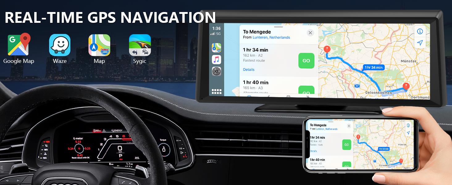 【Hieha】fathersdaygift-Wireless CarPlay Screen with 2K Dash Cam, 8.14" Portable Touchscreen Car Stereo with CarPlay & Android Auto, 1080P Backup Camera, Voice Control, Bluetooth, Mirror Link, GPS Navigation 【Hieha】fathersdaygift-Wireless CarPlay Screen with 2K Dash Cam, 8.14" Portable Touchscreen Car Stereo with CarPlay & Android Auto, 1080P Backup Camera, Voice Control, Bluetooth, Mirror Link, GPS Navigation