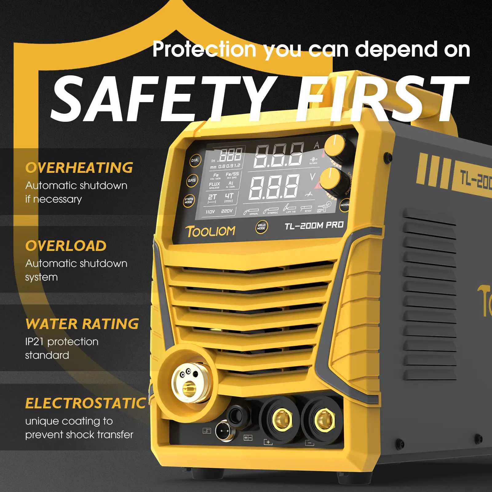 [fathersdaygift] TOOLIOM 200A Aluminum MIG Welder, 5-in-1 MIG/Flux MIG/Lift TIG/Stick/Spool Gun, 110/220V Dual Voltage Multifunctional Welding Machine