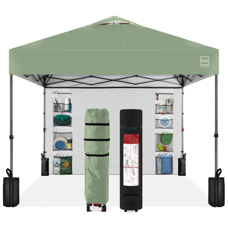 Carpa plegable de 10 x 10 pies con pared lateral