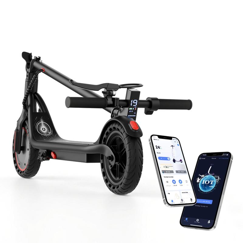 Patinete eléctrico plegable de 350 W - Batería de 36 V y 5,2 Ah, velocidad máxima de 30 km/h, neumáticos macizos de 21,5 cm, control por aplicación, sistema de doble frenado, resistente al agua IPX4, capacidad de carga de 120 kg, transporte urbano intelig