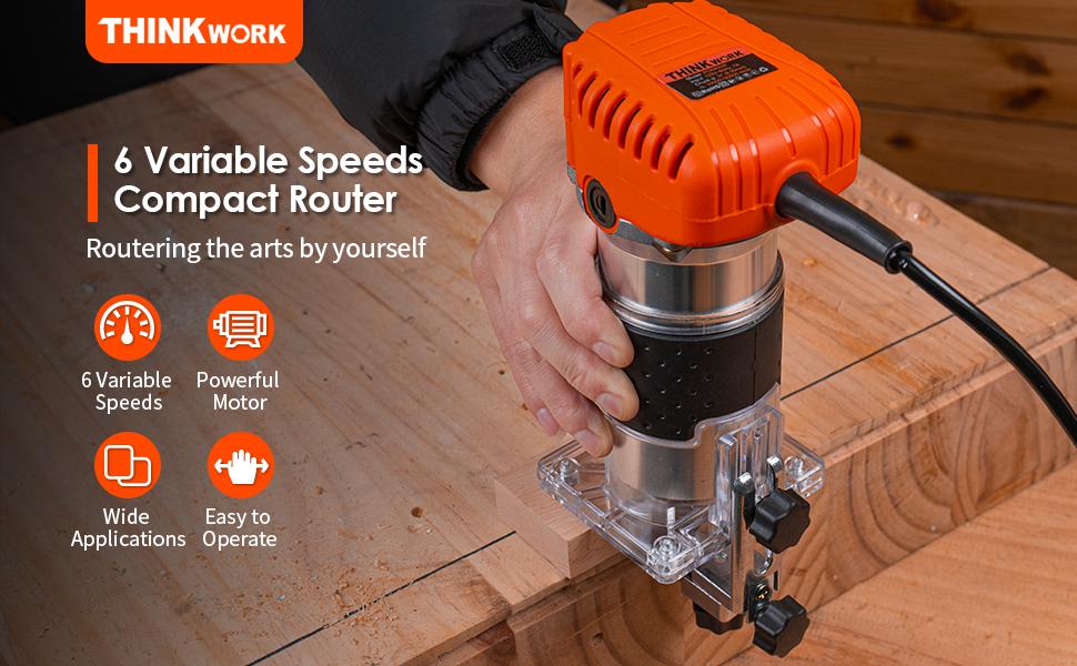 THINKWORK Compact Router 6.5-Amp 1.25 HP with 15 Router Bits Set for Woodworking, Heavy Duty Portable Tool for DIY & Home Projects THINKWORK Compact Router 6.5-Amp 1.25 HP with 15 Router Bits Set for Woodworking, Heavy Duty Portable Tool for DIY & Home Projects