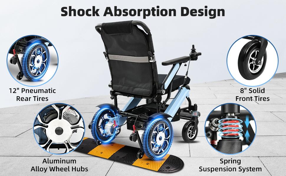 Zygenair Electric Wheelchair for Adults, Lightweight Foldable Aluminum Frame, Dual Motor 24V Power, Long Range Lithium Battery, 300 lbs Capacity