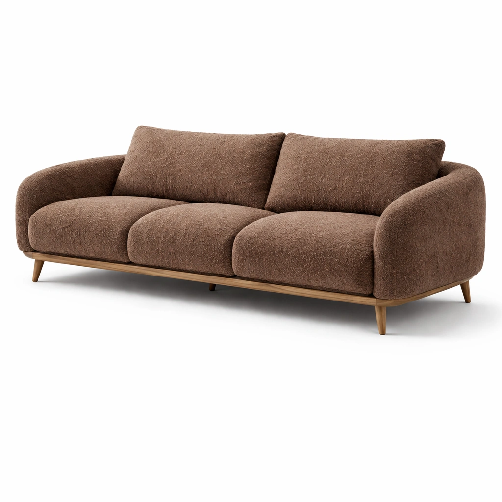 Canap 3 places incurv tissu brun chocolat-nestavoa