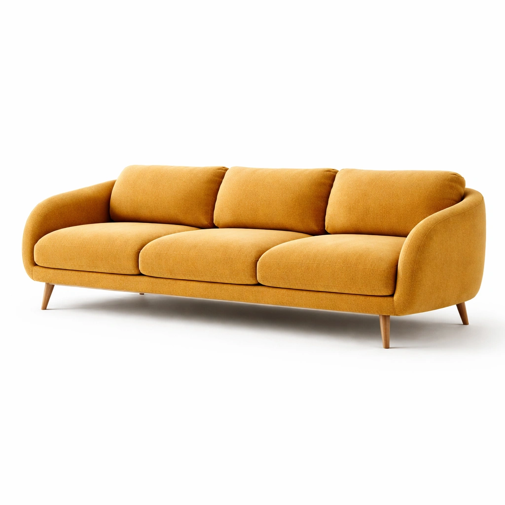 Canap 3 places velours jaune moutarde-nestavoa