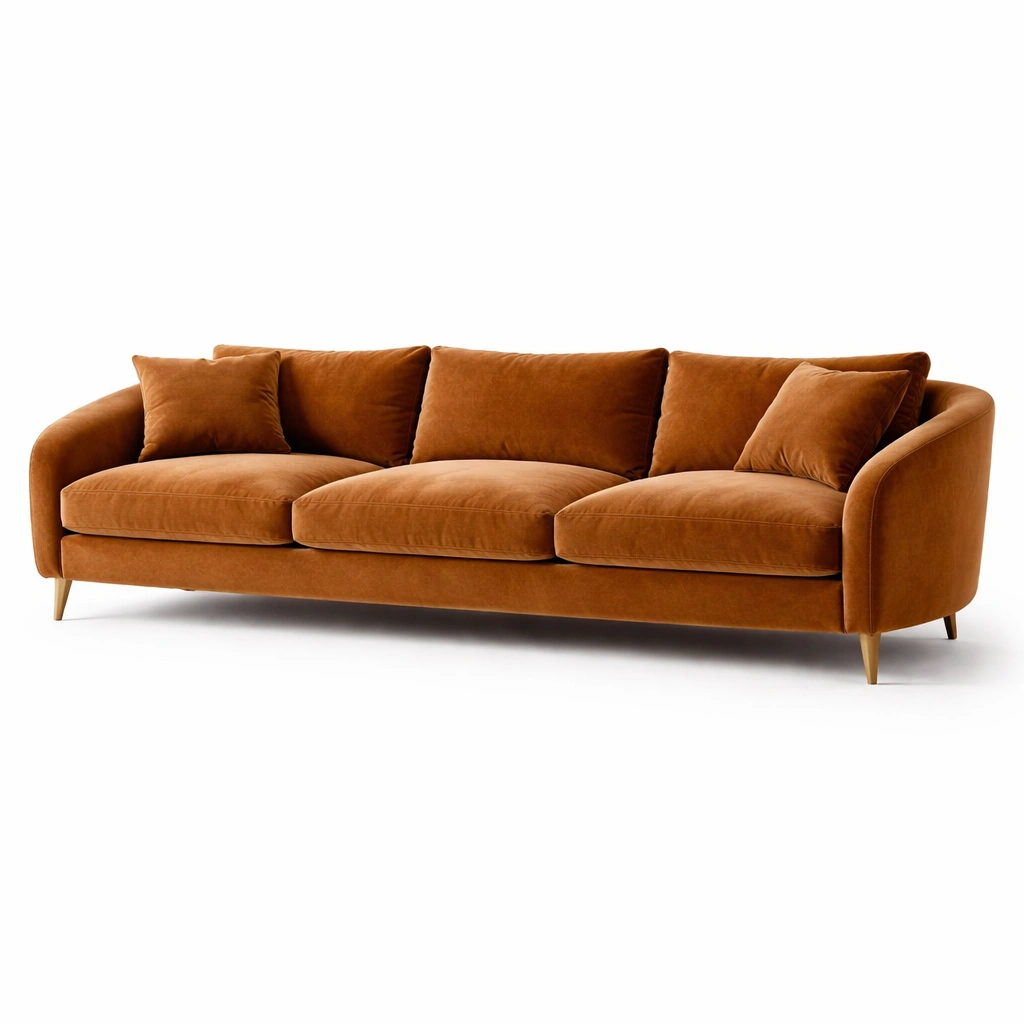 Grand canap 3 places velours caramel-nestavoa