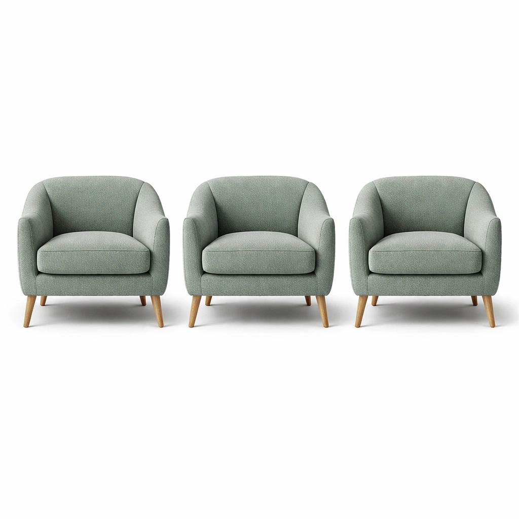 Lot de 3 fauteuils compacts vert gris-nestavoa
