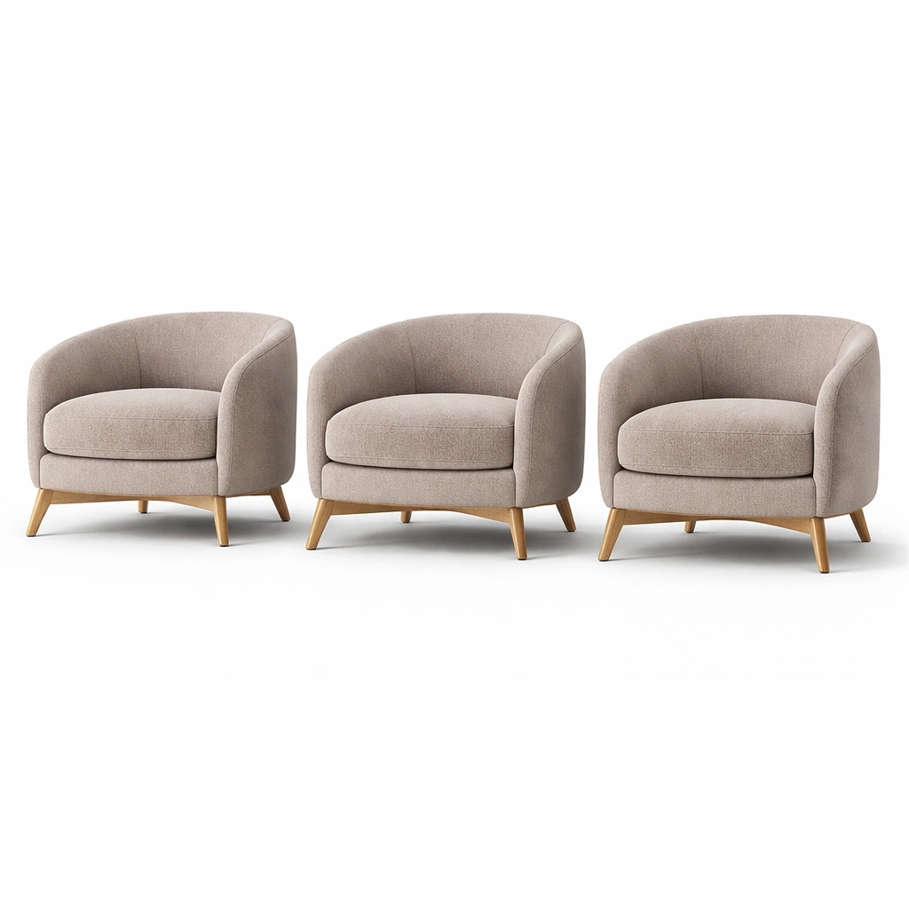 Lot de 3 fauteuils bouclette taupe clair-nestavoa