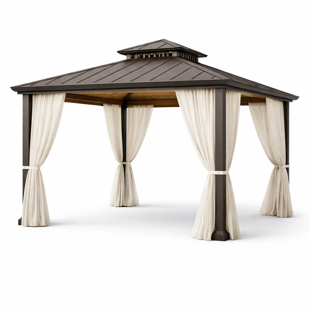 Gazebo aluminium anthracite toit rigide-nestavoa