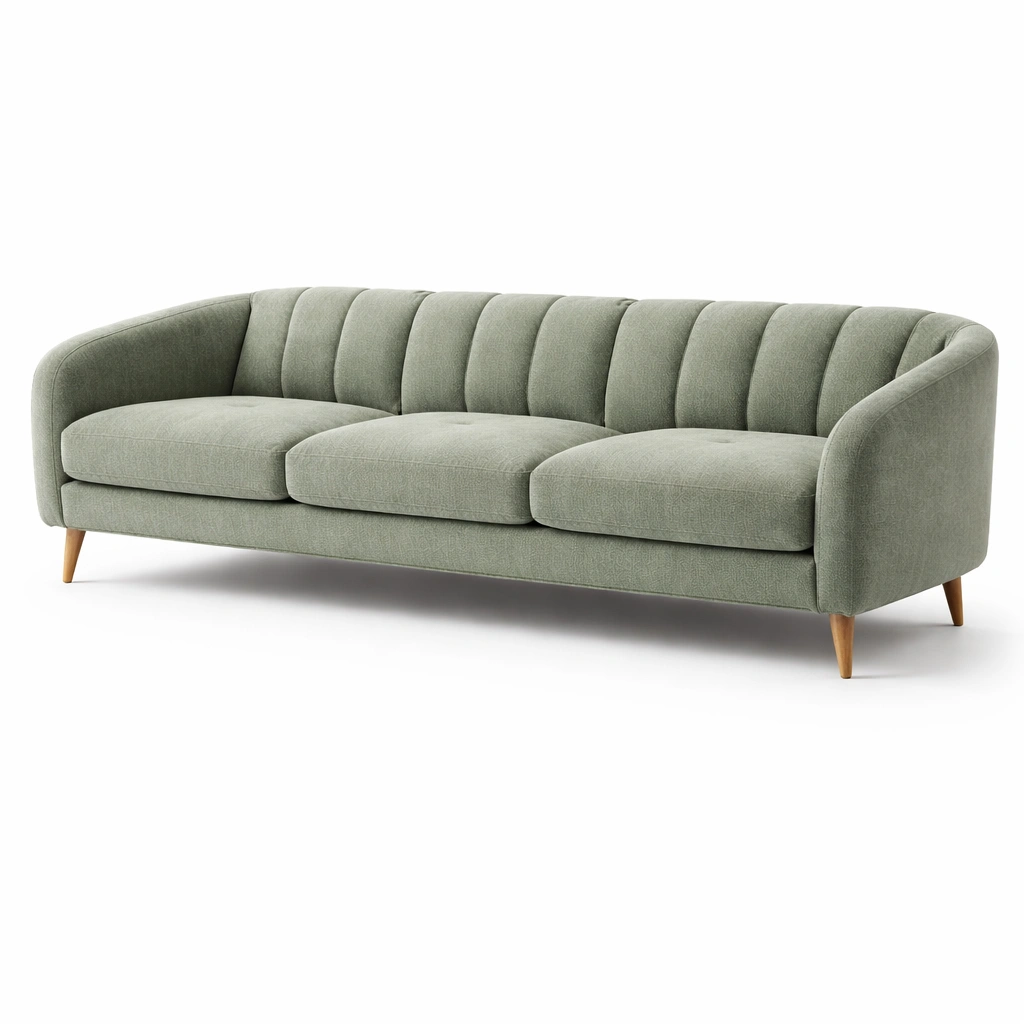 Canap 3 places vert sauge dossier capitonn-cozyniq