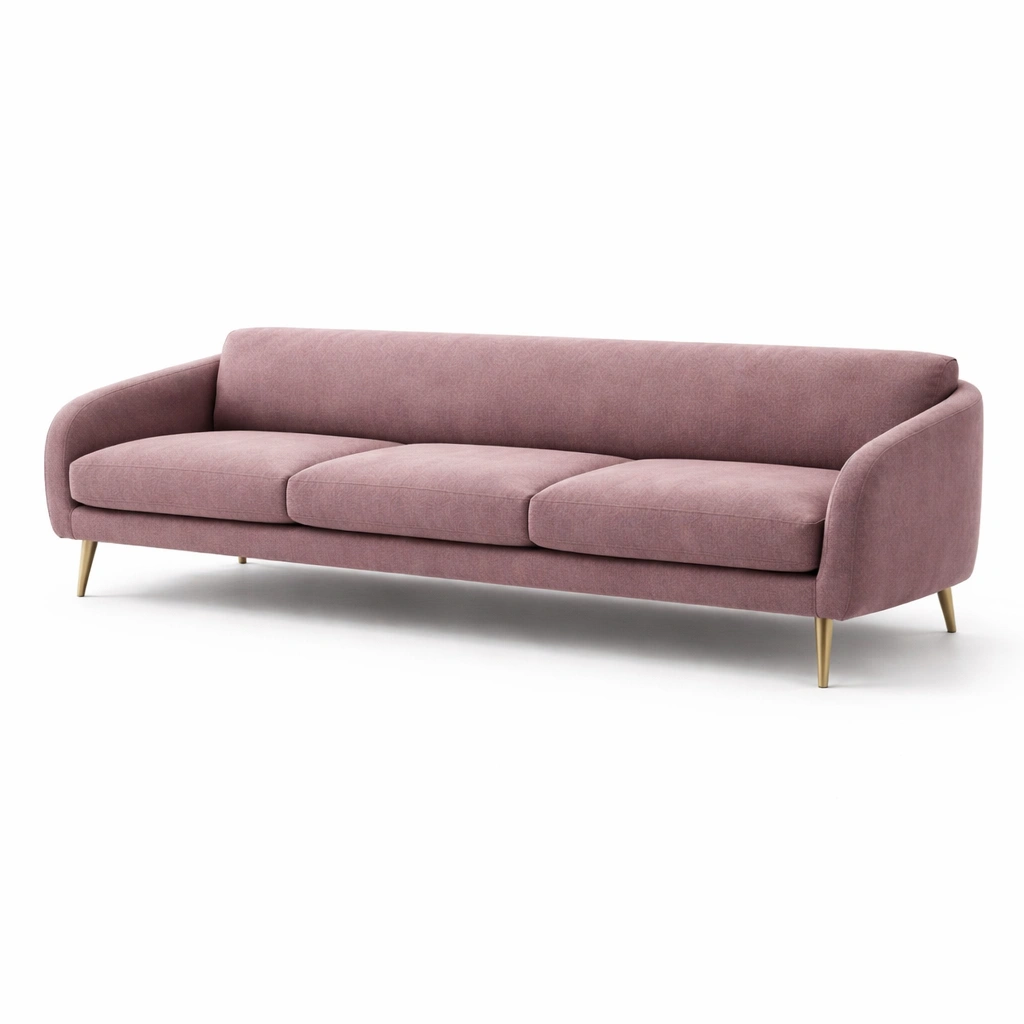 Canap 3 places rose poudr design incurv-cozyniq