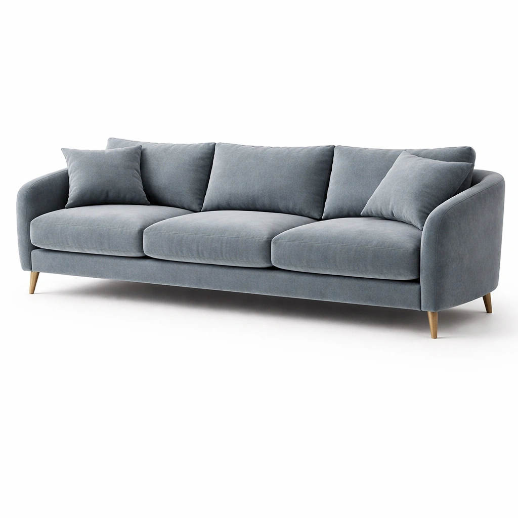 Canap 3 places bleu gris avec coussins dco-cozyniq