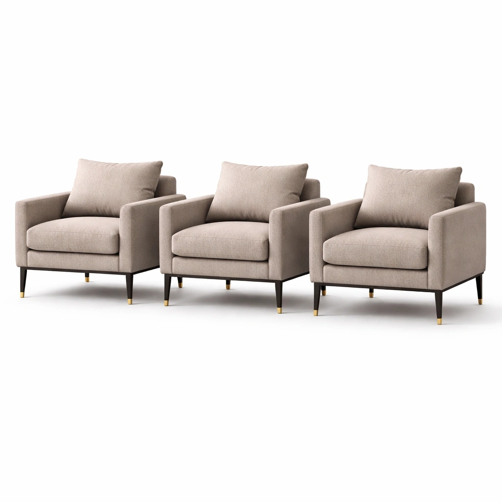 Fauteuil club beige sable pieds noirs-cozyniq