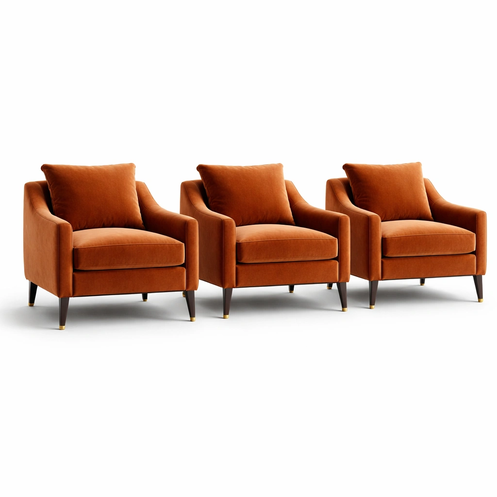 Fauteuil lounge velours terracotta style moderne-cozyniq