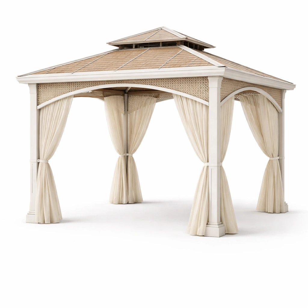 Gazebo classique blanc crme toit beige-cozyniq