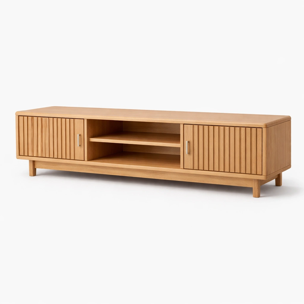 Meuble TV chne nervur style minimaliste-cozyniq