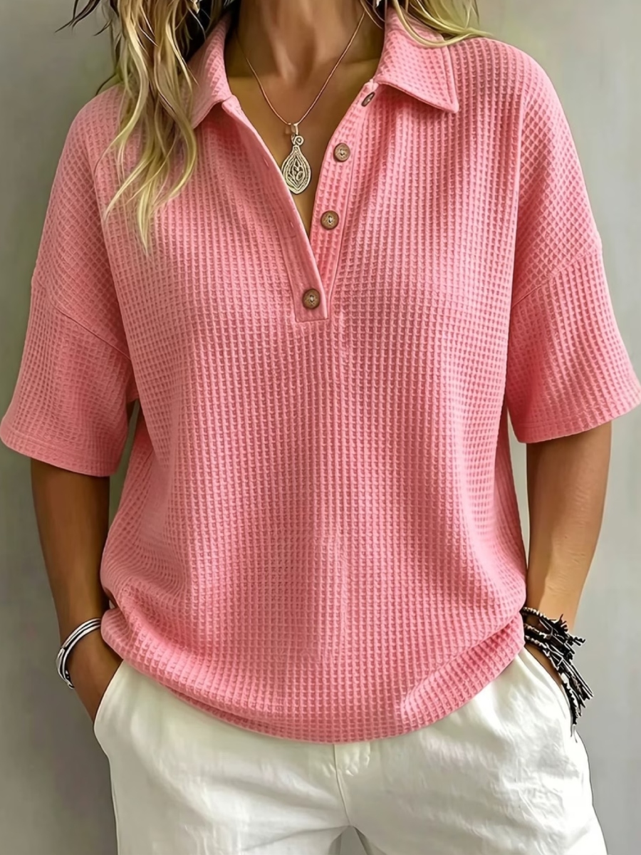 50% OFF New Arrival 🔥Women's Button-Up Waffle Short Sleeve Shirt