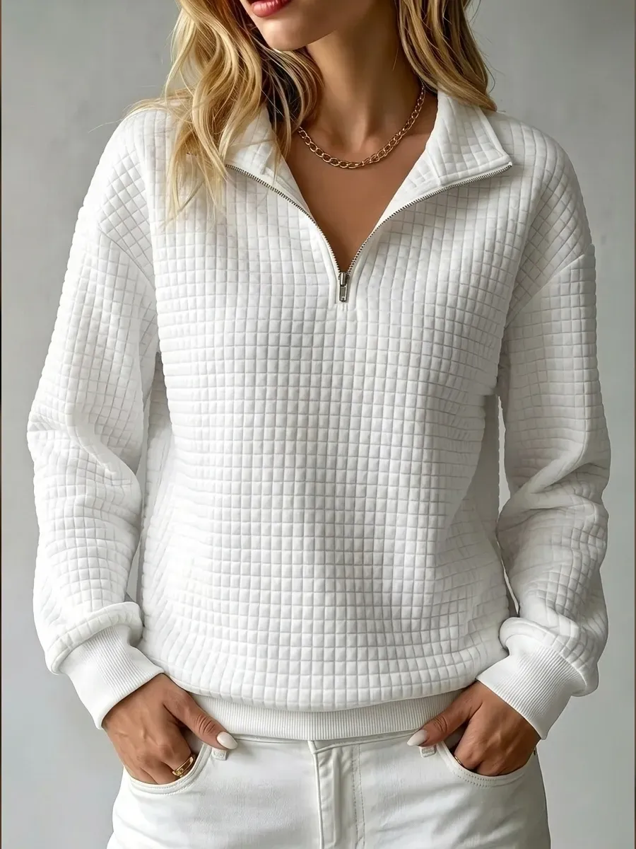 CLEARANCE SALE🔥50% OFF🔥 Women's Casual Quilted 1/4 Zip Sweatshirt