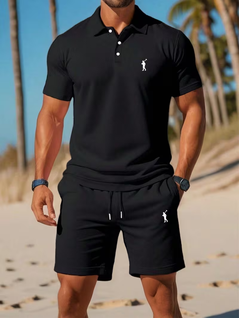 Men's summer polo shirt and shorts set