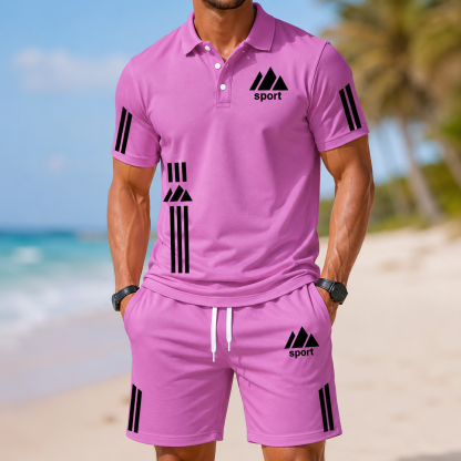 ⏰ Last day: 50% off! 🔥 Men's summer sports set with polo shirt and shorts